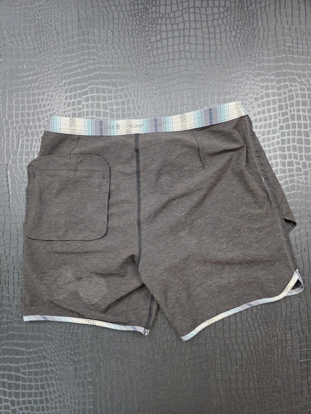 Roark The Chiller Raya Boardshorts Mens Sz 36 Gray Hemp Blend Contrasting Trim